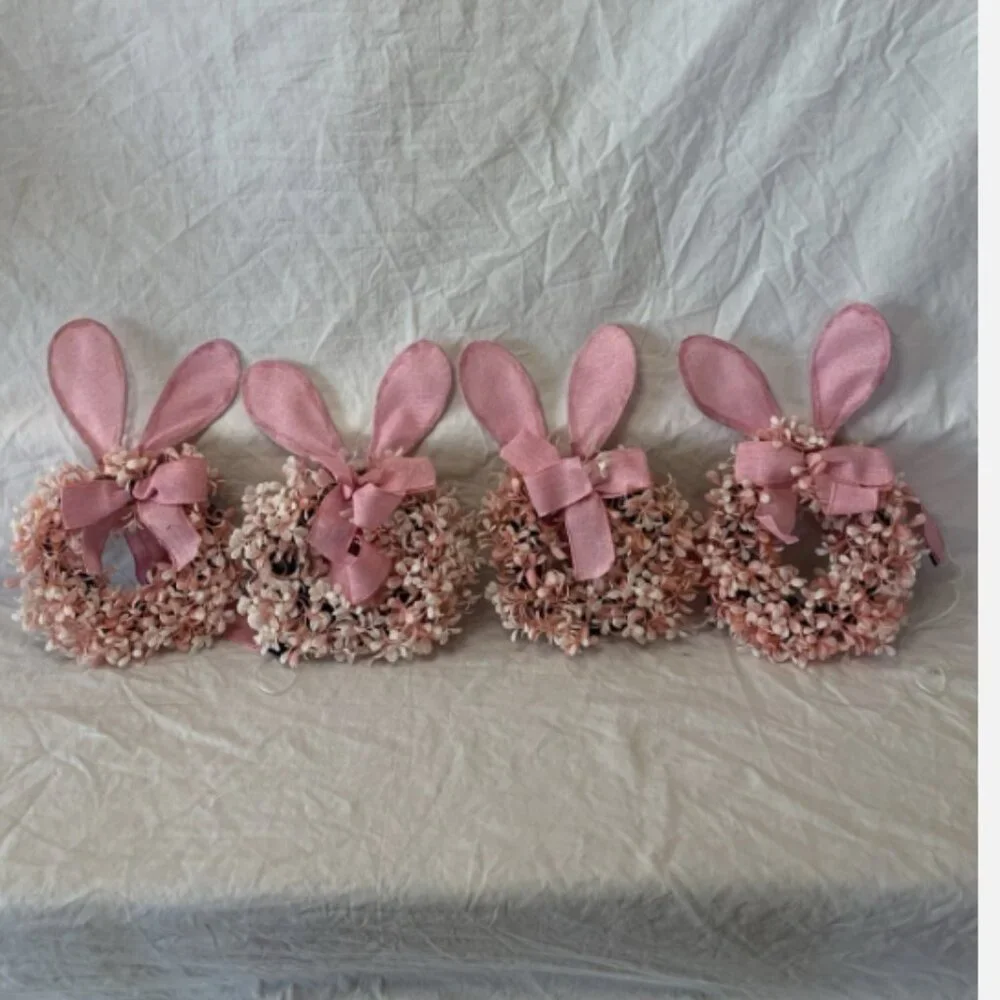 Set of 4 Mini Easter Bunny Cabinet Wreaths